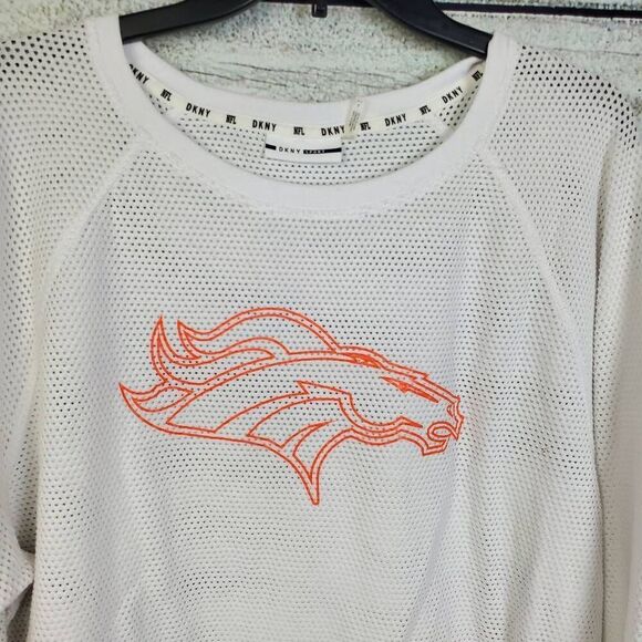 DKNY Sport NFL Broncos White Mesh Pullover Jersey Size L - Picture 2 of 6